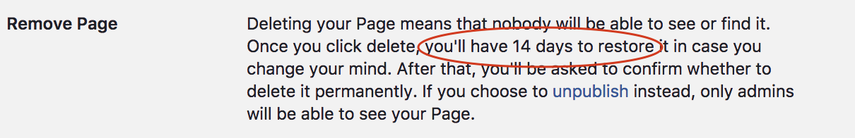 Facebook provides an option to delete page only after 14 days