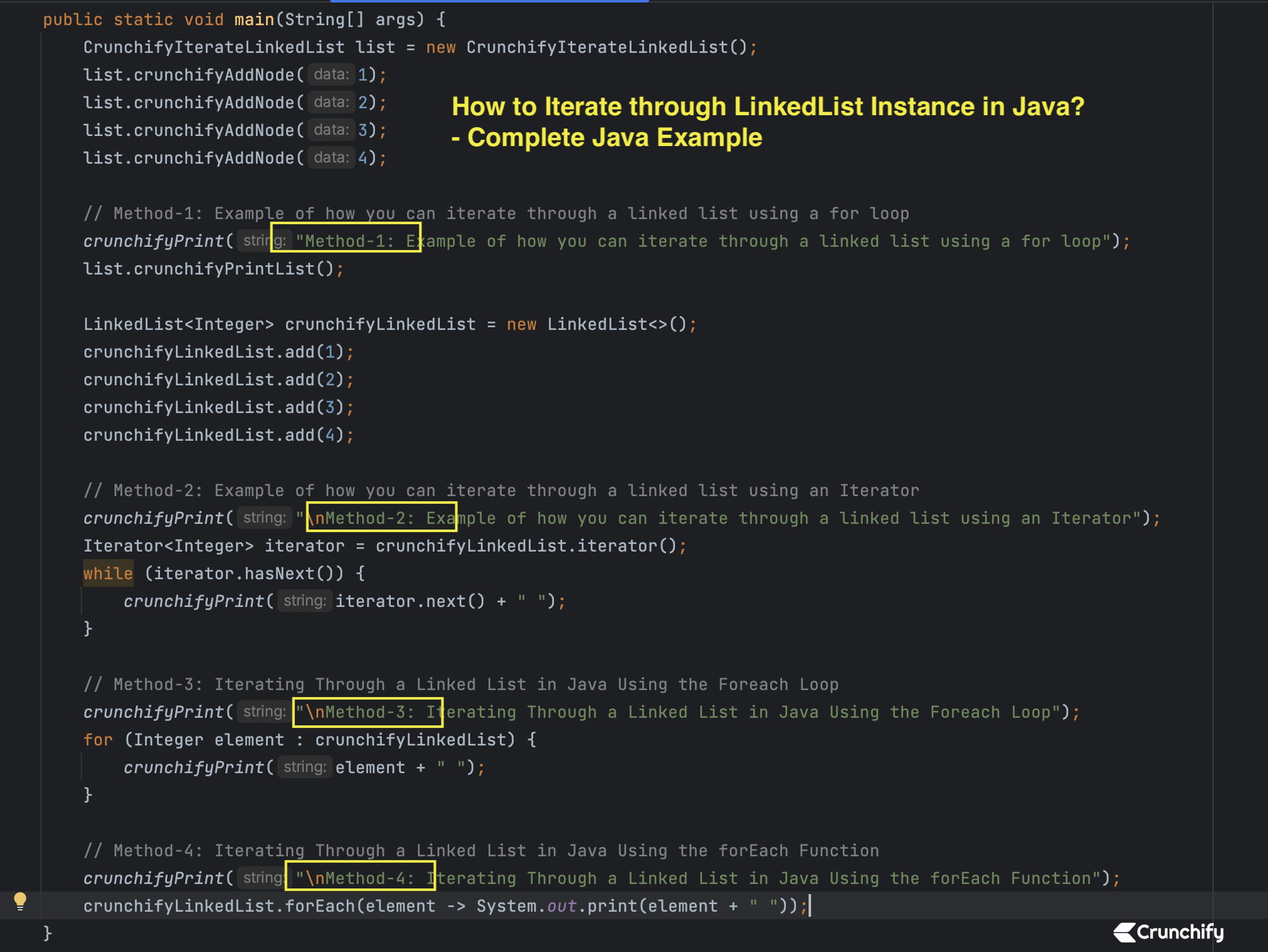 How To Iterate Through LinkedList Instance In Java Complete Program 