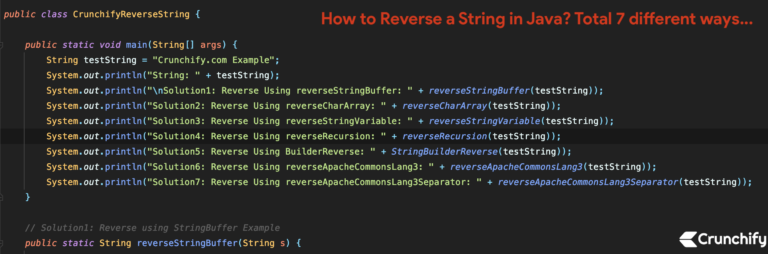How to Reverse a String in Java? Total 7 different ways... • Crunchify