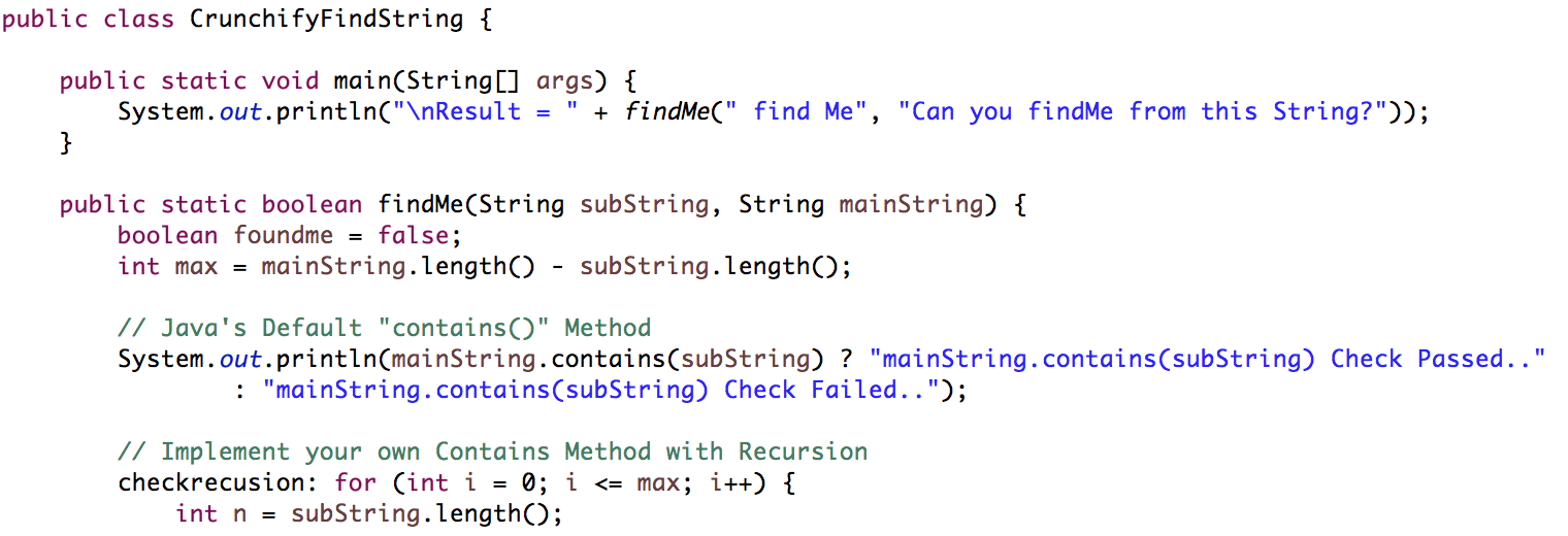 How to Check if a String Contains a Substring? indexOf(), contains() and  custom implementation • Crunchify