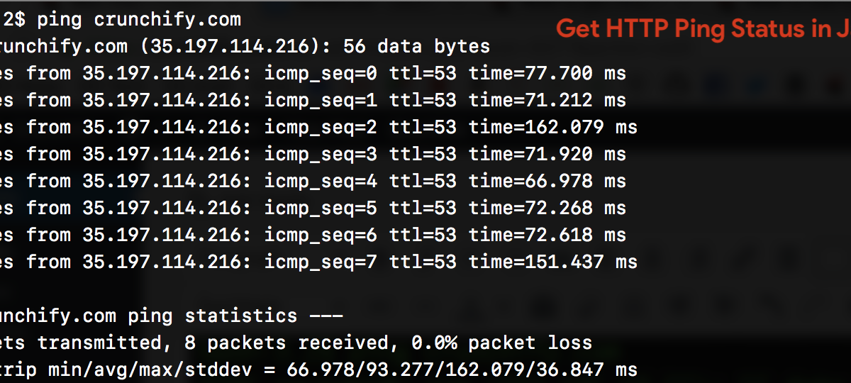 Get HTTP Ping Status in Java