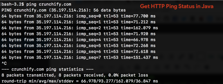 How to get Ping Status of any HTTP End Point in Java? • Crunchify