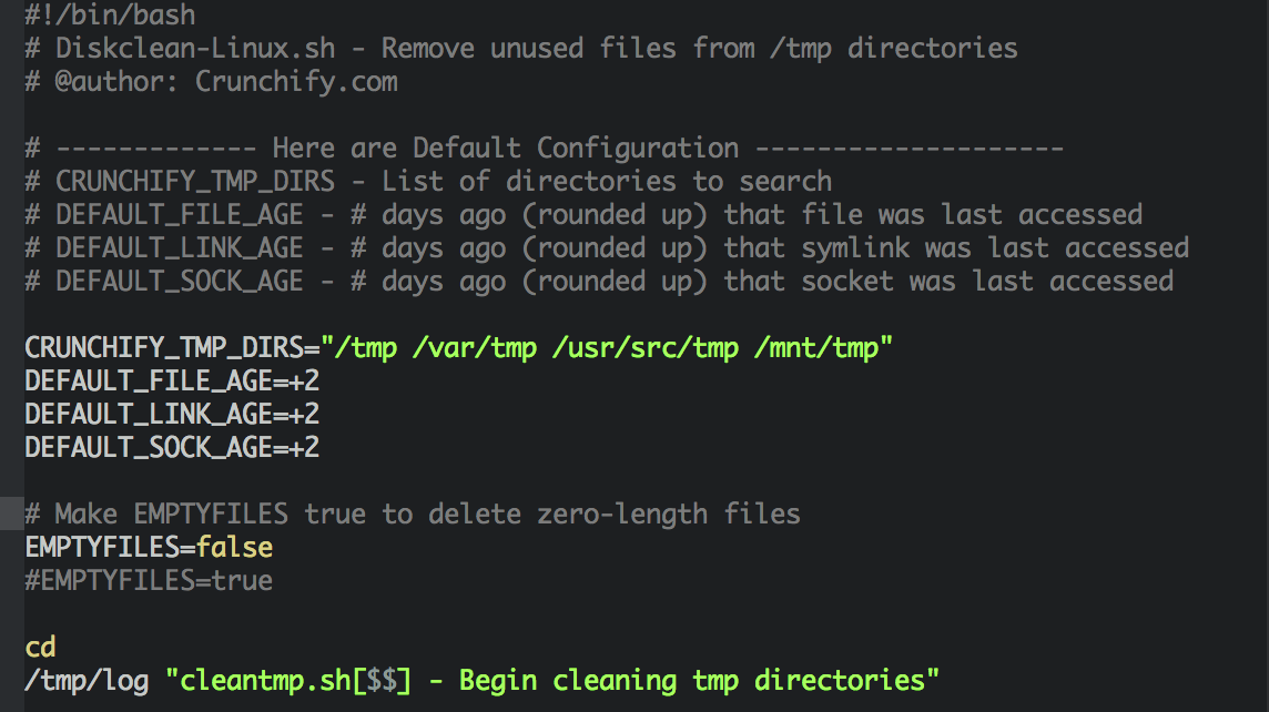 Crunchify - Linux Disk Cleanup Script