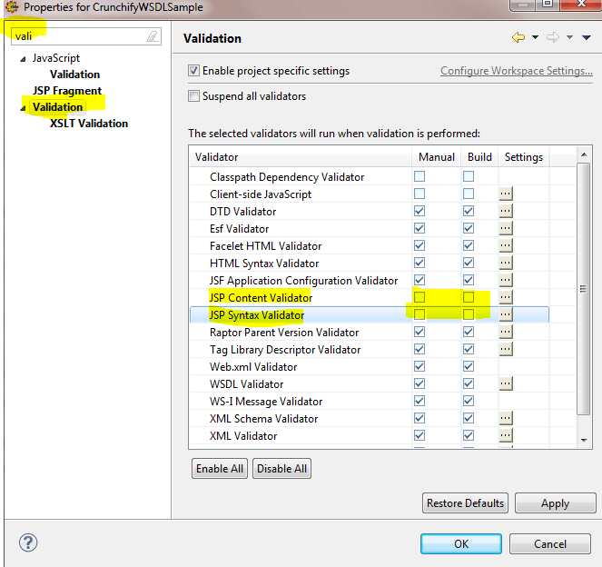 How to exclude JSP file validation in Eclipse? • Crunchify