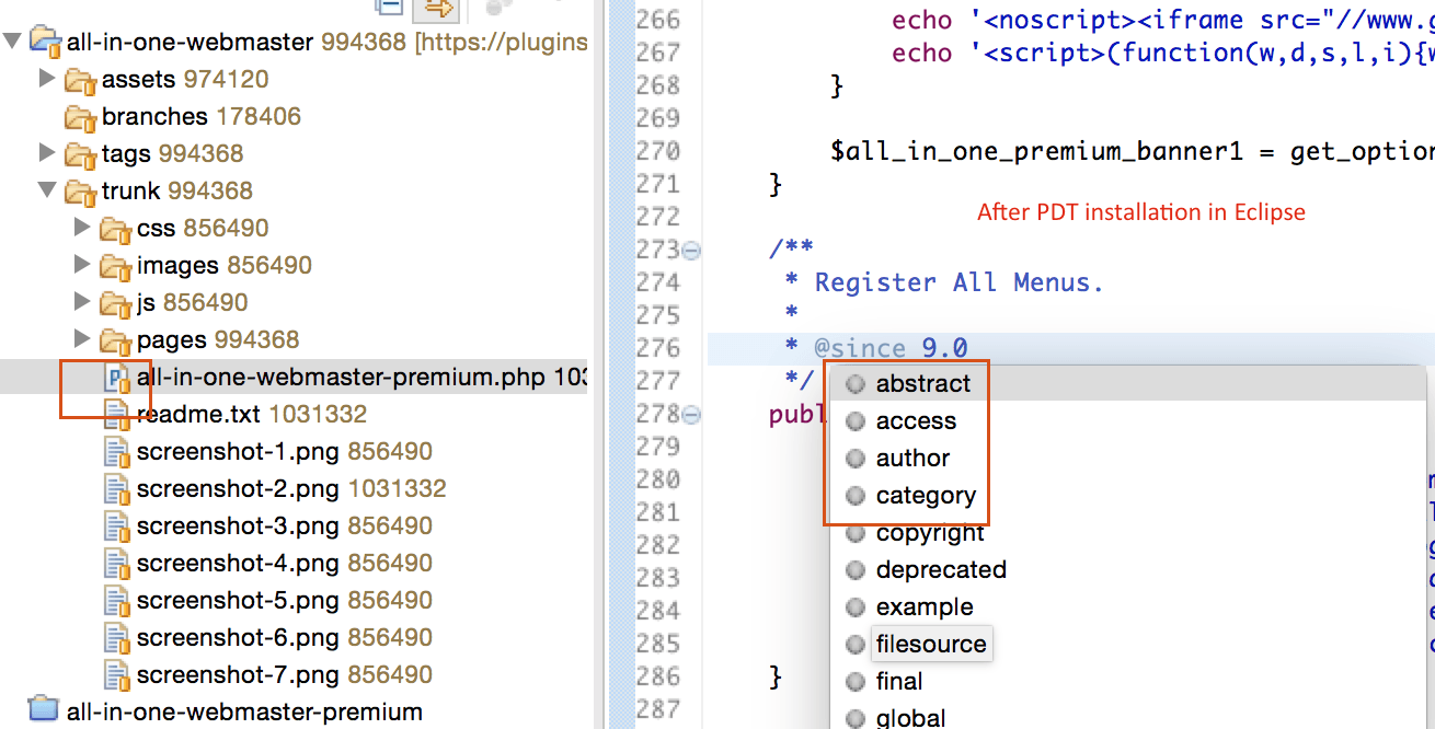 Eclipse Community Forums: PHP Development Tools (PDT) » Generate Methods in  PHP class