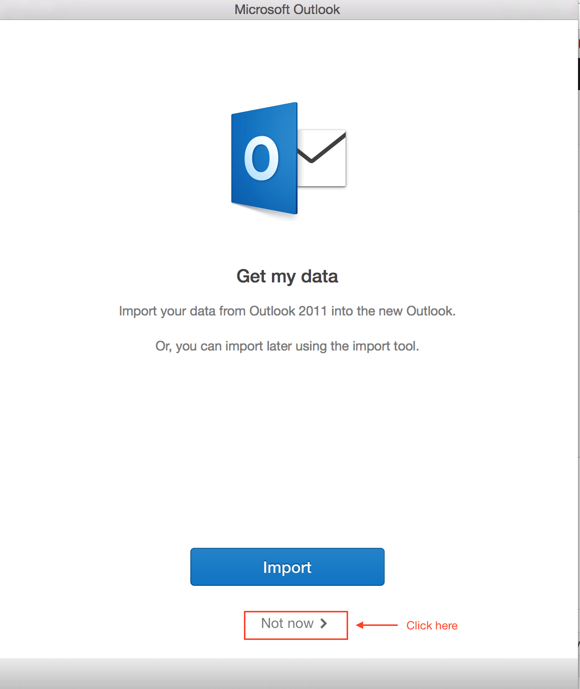 Office 2016 for Mac Import Screen