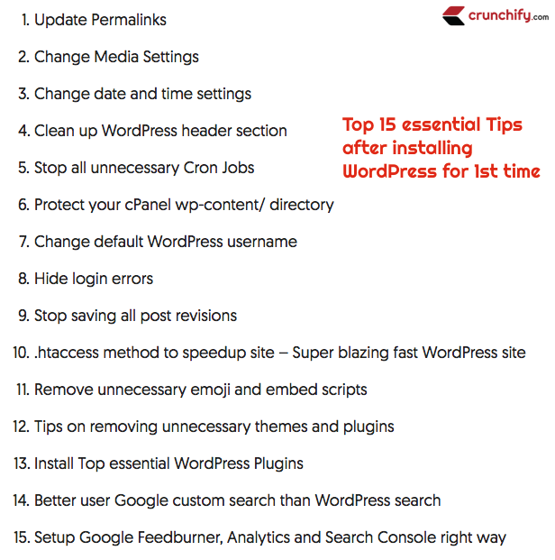 Top 15 essential Tips after installing WordPress for 1st time