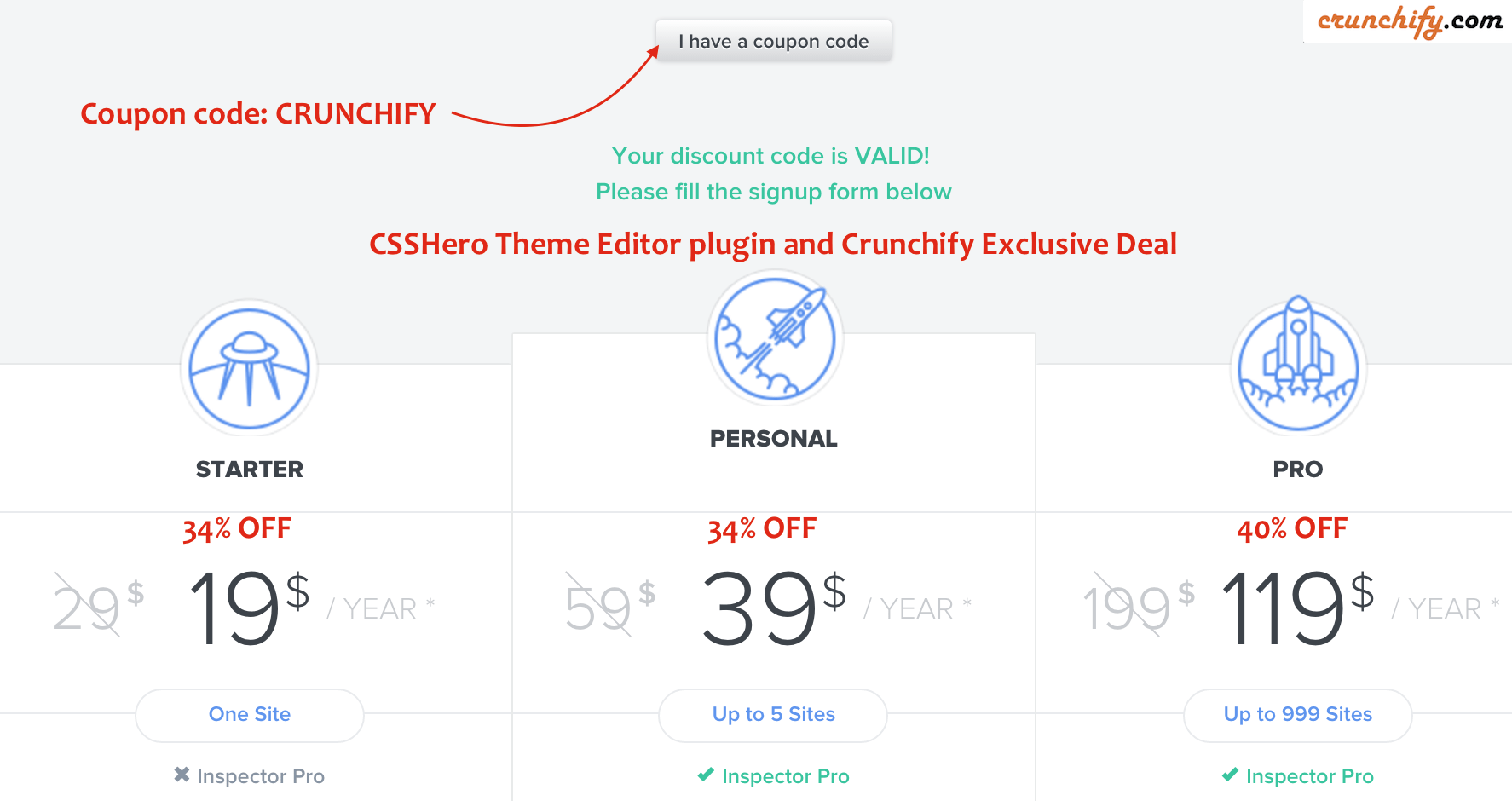 CSSHero Theme Editor plugin and Crunchify Exclusive Deal code-CRUNCHIFY