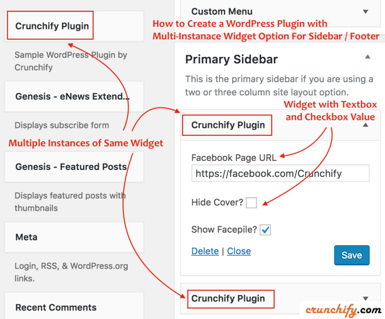 How to Create a WordPress Plugin with MultiInstance Widget Option For Sidebar or Footer Use