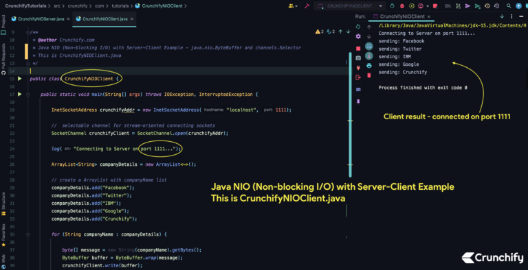 Java NIO (Non-blocking I/O) with Server-Client Example - java.nio ...