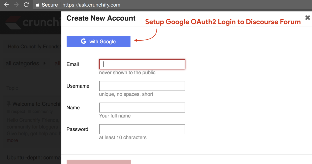 Setup Google OAuth2 Login to Discourse Forum