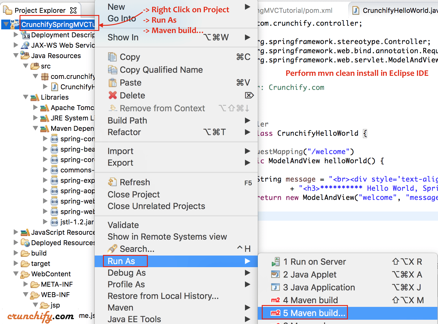 How to fix Maven build issue in Eclipse? Perform mavencleaninstall to