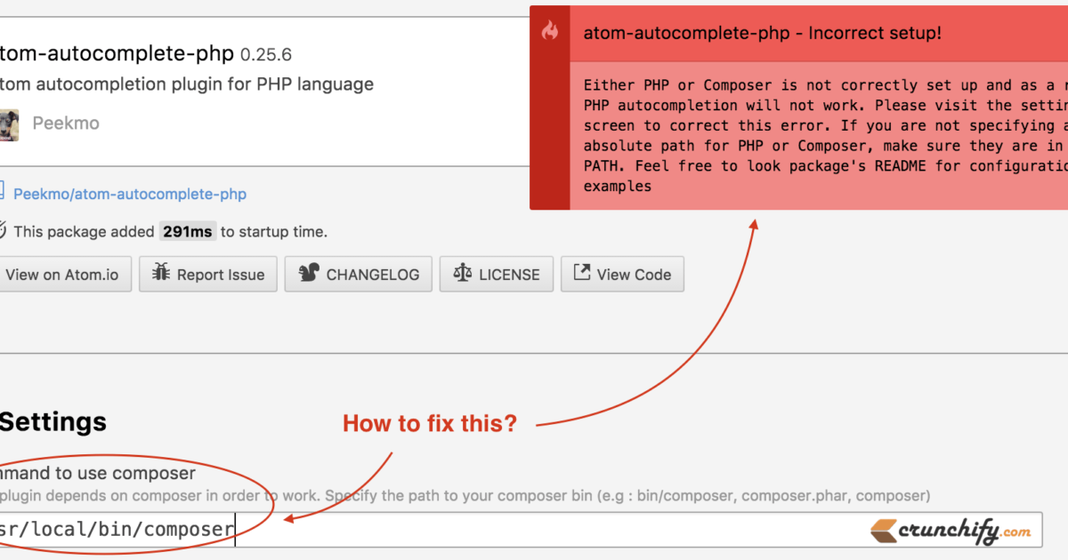 atom-autocomplete-php Incomplete Error because of missing composer.phar