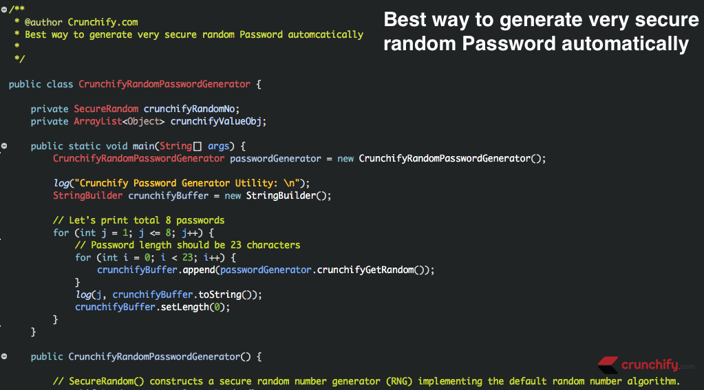 In Java How to Generate Strong Random Password - SecureRandom Tutorial • Crunchify