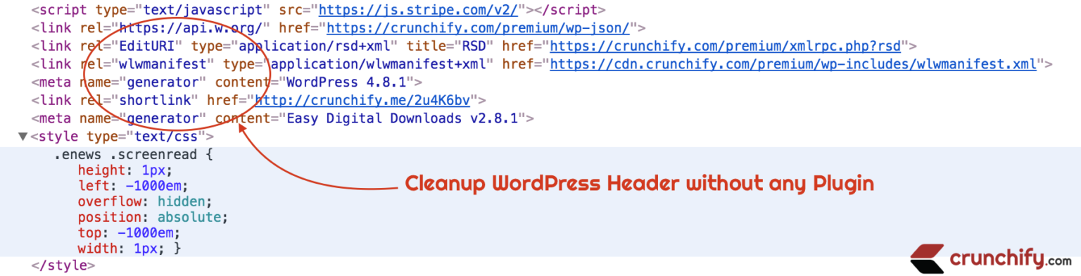 How to Clean up WordPress Header Section without any Plugin? • Crunchify