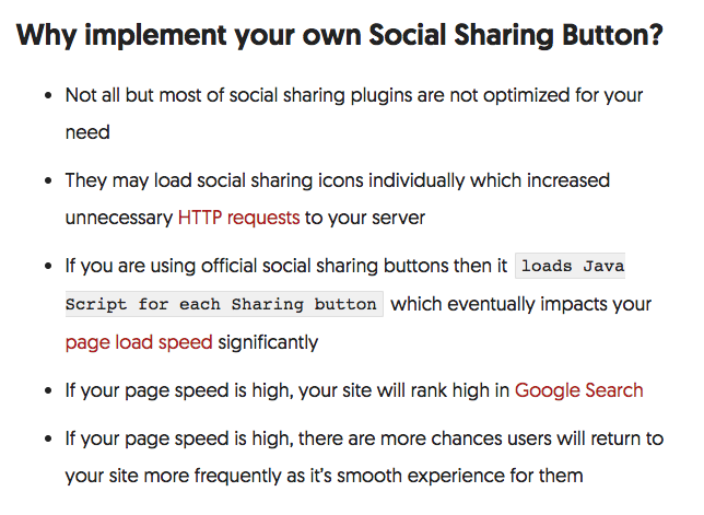 Why implement your own Social Sharing Button?