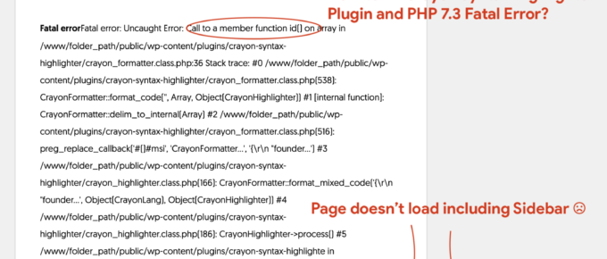 Crayon Syntax Highlighter and PHP 7.3 Issues