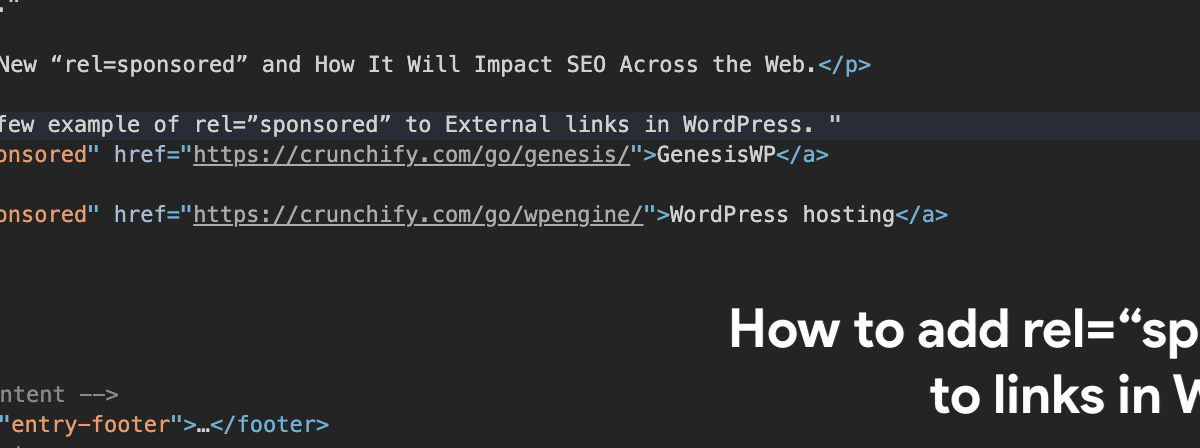 How to add rel="sponsored" to all links in WordPress