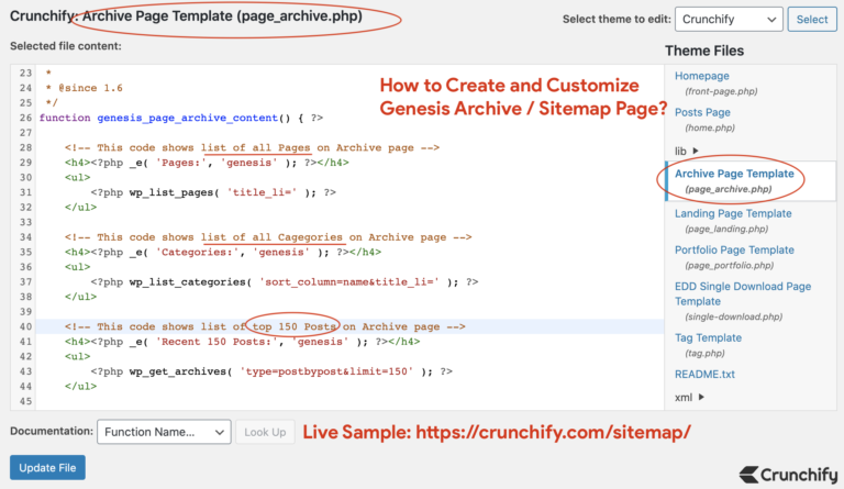 How to Create and Customize Genesis Theme Archive / Sitemap Page ...