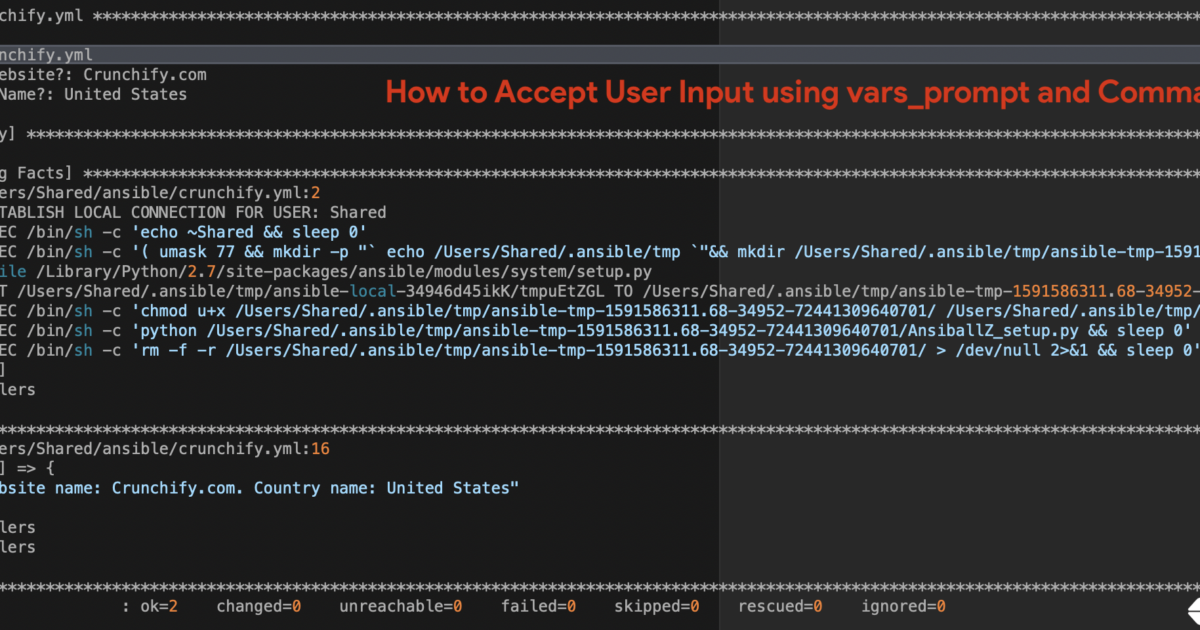 How to Accept User Input using vars_prompt and Command line?