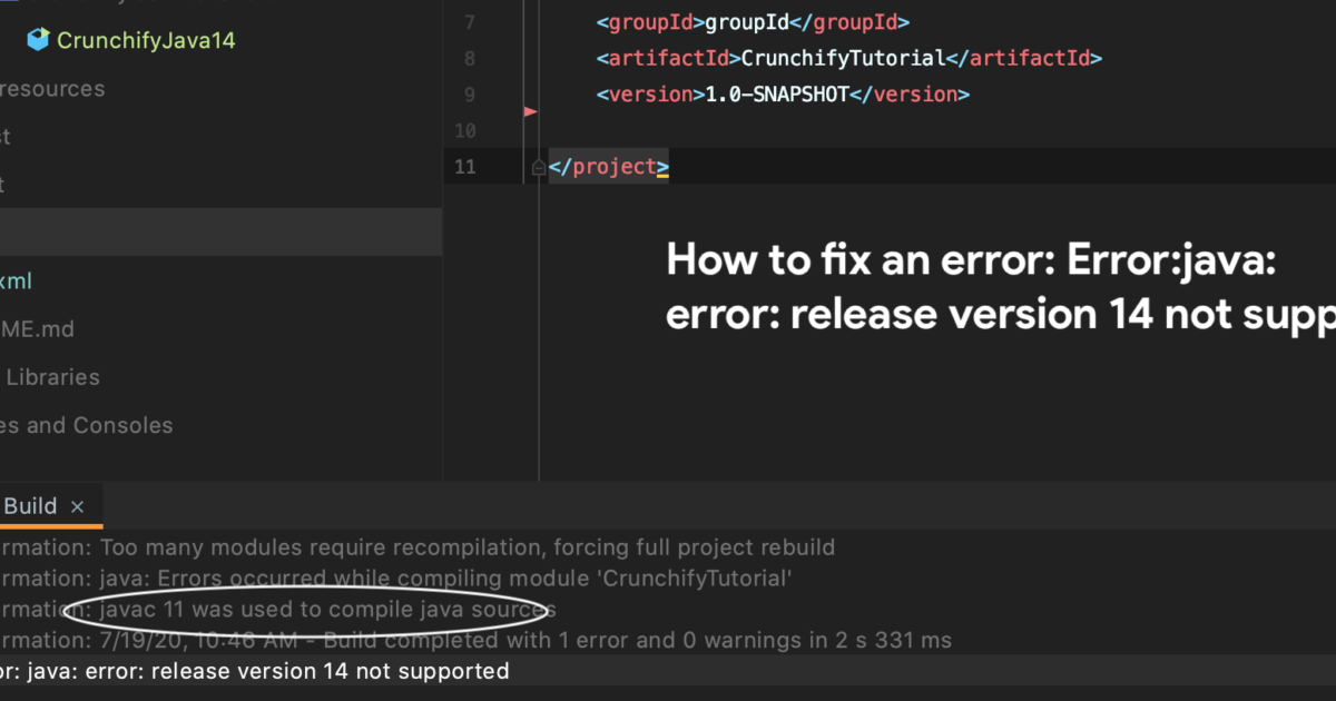 How to fix an error Error java release version 14 not supported
