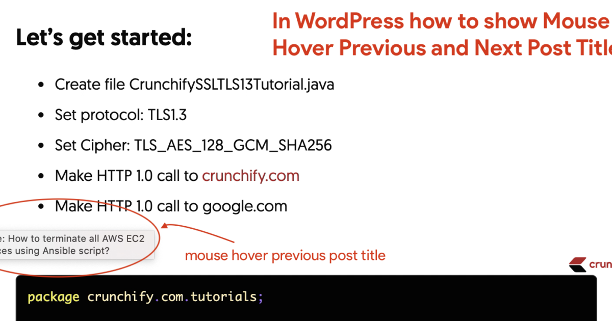 In WordPress how to show Mouse Hover Previous and Next Post Title