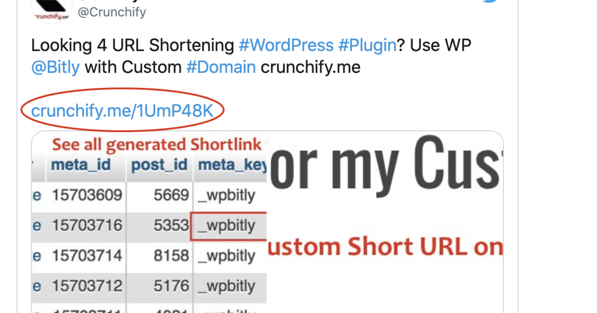 How did I configure URL Shortener Service on Crunchify.com