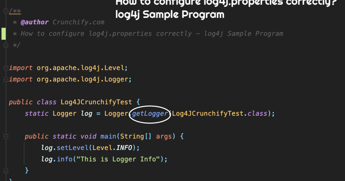 How to configure log4j.properties correctly - log4j Sample Program