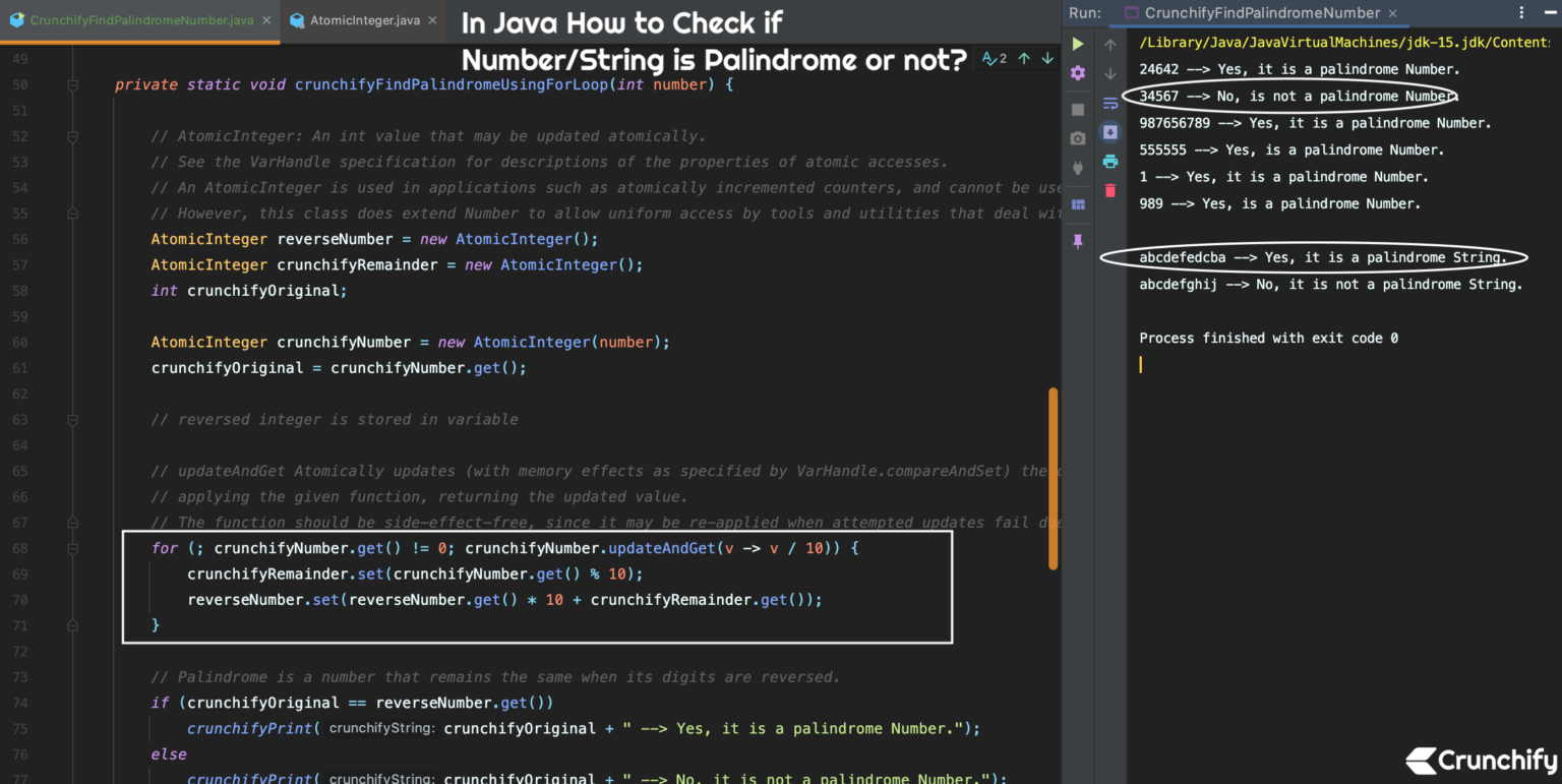 In Java How to Check if Number/String is Palindrome or not? • Crunchify