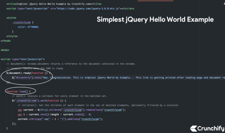 Simplest JQuery Hello World Example Crunchify
