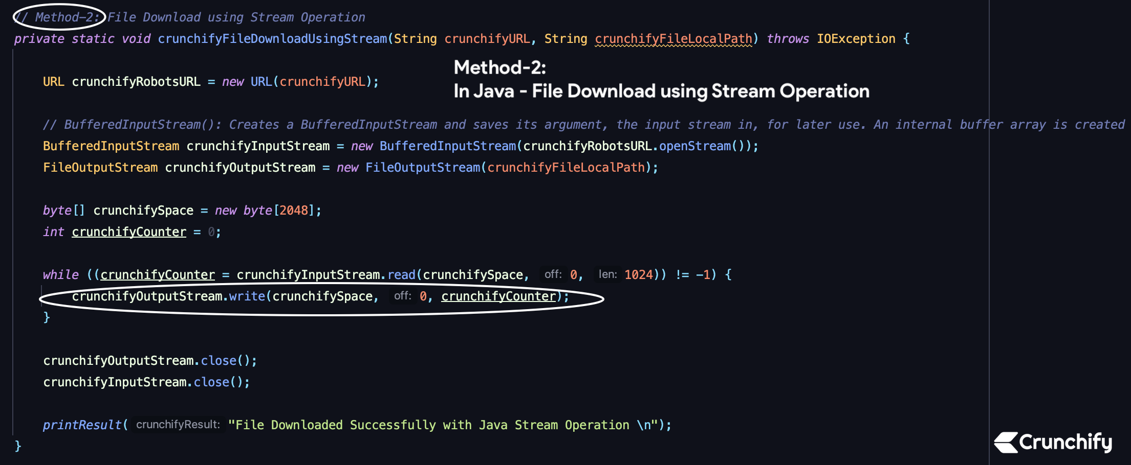 In Java - File Download using Stream Operation