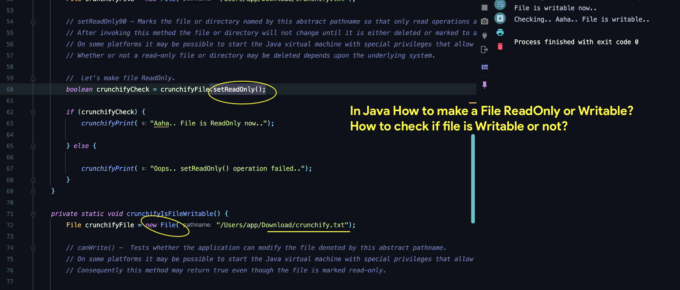 In Java How to make a File ReadOnly or Writable? How to check if file is Writable or not?