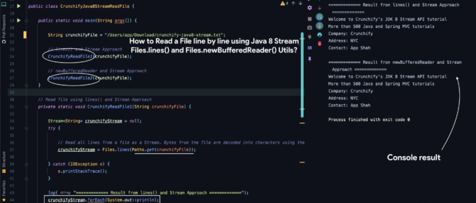 How to Read a File line by line using Java 8 Stream - Files.lines() and Files.newBufferedReader() Utils