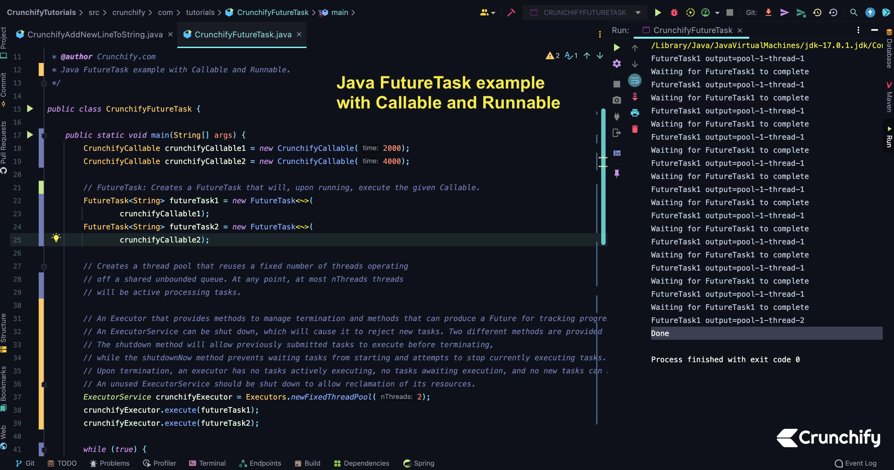 Java FutureTask example with Callable and Runnable • Crunchify