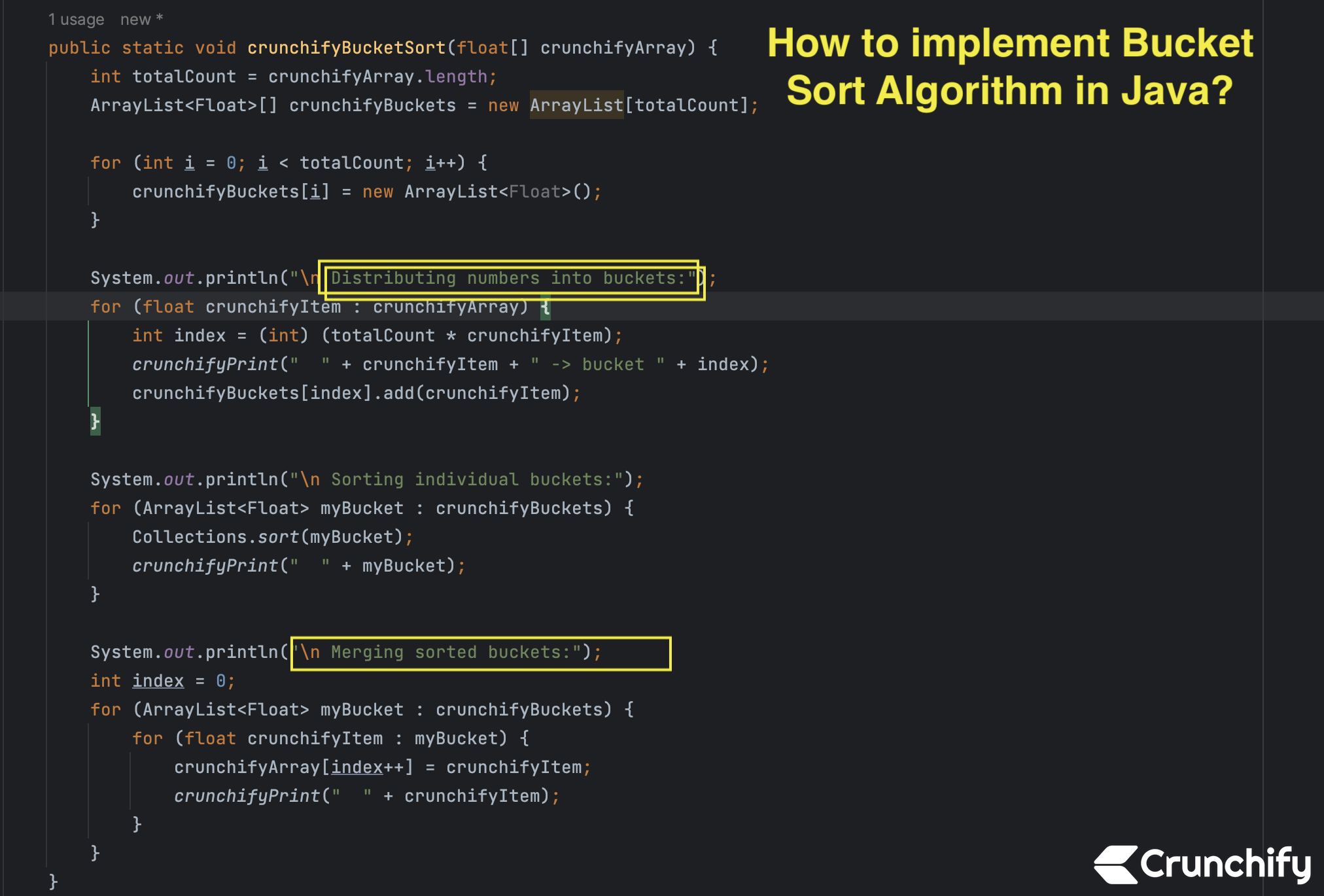 How to implement Bucket Sort Algorithm in Java? Detailed Explanation • Crunchify